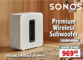 2001 Audio Video SUBG4BW SONOS Premium Wireless Subwoofer offer