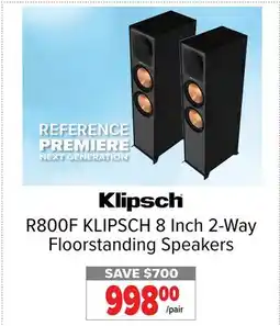 2001 Audio Video R800F KLIPSCH 8 Inch 2-Way Floorstanding Speakers offer
