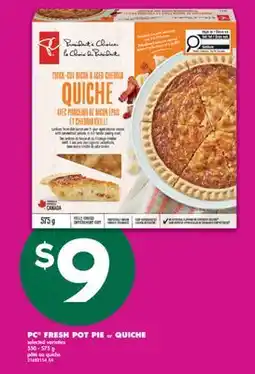 No Frills PC FRESH POT PIE OR QUICHE, 550 - 575 g offer