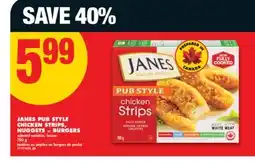 No Frills JANES PUB STYLE CHICKEN STRIPS, NUGGETS OR BURGERS, 700 g offer