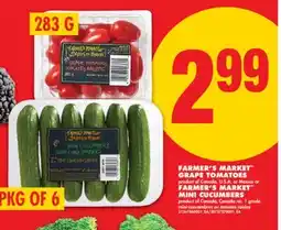 No Frills FARMER'S MARKET GRAPE TOMATOES OR FARMER'S MARKET MINI CUCUMBERS offer