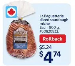 Walmart La Baguetterie sliced sourdough D miche offer