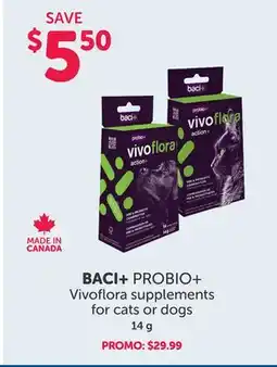 Mondou BACI+ PROBIO+ Vivoflora supplements for cats or dogs offer
