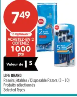 Pharmaprix LIFE BRAND Disposable Razors (3 - 10) offer