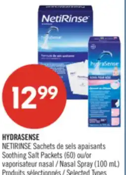 Pharmaprix HYDRASENSE Soothing Salt Packets (60) or Nasal Spray (100 mL) offer