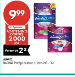Pharmaprix ALWAYS RADIANT Liners offer