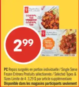 Pharmaprix PC Single Serve Frozen Entrees offer