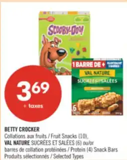 Pharmaprix BETTY CROCKER (10), VAL NATURE (6) or Protein (4) Snack Bars offer