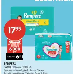 Pharmaprix PAMPERS SWADDLERS or CRUISERS Jumbo Diapers offer