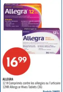 Pharmaprix Allegra 12HR Allergy or Hives Tablets offer