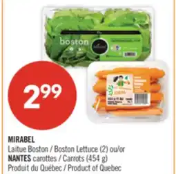 Pharmaprix MIRABEL Boston Lettuce (2) or NANTES Carrots (454 g) offer