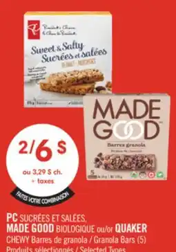 Pharmaprix PC, MADE GOOD or QUAKER CHEWY Granola Bars (5) offer