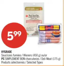 Pharmaprix HYGRADE Wieners (450 g) or PC SIMPLEMENT BON Deli Meat (175 g) offer