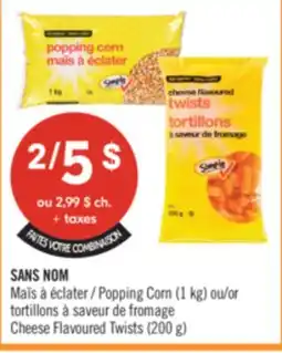 Pharmaprix NO NAME Popping Corn (1 kg) or Cheese Flavoured Twists (200 g) offer
