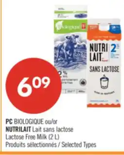 Pharmaprix PC BIOLOGIQUE or NUTRILAIT Lactose Free Milk offer