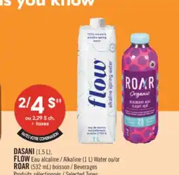Pharmaprix DASANI (1,5 L), FLOW Alkaline (1 L) Water or ROAR (532 mL) Beverages offer