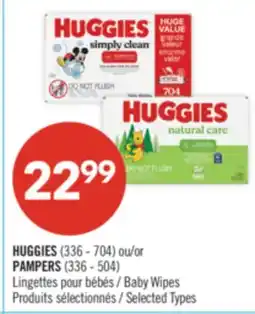 Pharmaprix HUGGIES (336 - 704) or PAMPERS (336 - 504) Baby Wipes offer