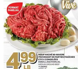 L'Intermarché BŒUF HACHÉ MI-MAIGRE PROVENANT DE PARTIES ET/OU CONGELÉES EMBALLAGE FAMILIAL | MEDIUM GROUND BEEF offer