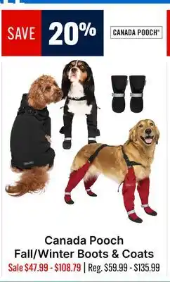 Ren’s Pets Depot Canada Pooch Fall/Winter Boots & Coats offer