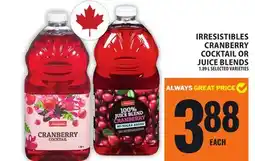 Food Basics IRRESISTIBLES CRANBERRY COCKTAIL OR JUICE BLENDS offer