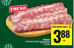 Food Basics FRESH PORK BACK RIBS VACUUM PACK offer