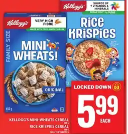 Food Basics KELLOGG'S MINI-WHEATS CEREAL OR RICE KRISPIES CEREAL offer