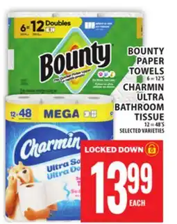 Food Basics BOUNTY PAPER TOWELS OR CHARMIN ULTRA BATHROOM TISSUE offer