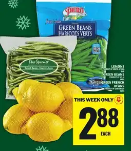 Food Basics LEMONS, GREEN BEANS, GREEN FRENCH BEANS offer
