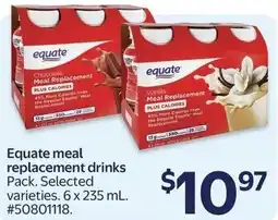 Walmart Equate meal replacement drinks offer