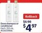 Walmart Dove shampoo or conditioner offer