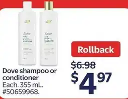 Walmart Dove shampoo or conditioner offer