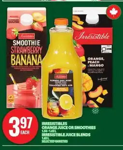 Food Basics IRRESISTIBLES ORANGE JUICE OR SMOOTHIES, IRRESISTIBLE JUICE BLENDS offer