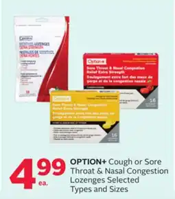 Rexall OPTION+ Cough or Sore Throat & Nasal Congestion Lozenges offer
