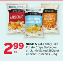 Rexall NOSH & CO. Family Size Potato Chips Barbecue or Lightly Salted 250g or Cheese Crunchies 225g offer