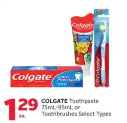 Rexall COLGATE Toothpaste 75mL-95mL or Toothbrushes offer
