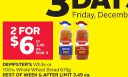 Rexall DEMPSTER'S White or 100% Whole Wheat Bread 675g offer
