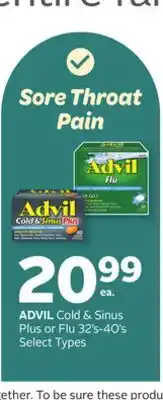 Rexall ADVIL Cold & Sinus Plus or Flu 32's-40's offer