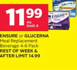 Rexall ENSURE or GLUCERNA Meal Replacement Beverage offer