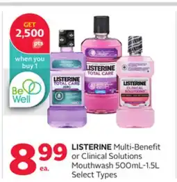 Rexall LISTERINE Multi-Benefit or Clinical Solutions Mouthwash 500mL-1.5L offer