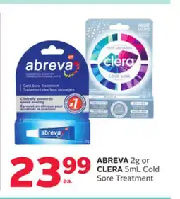 Rexall ABREVA 2g or CLERA 5mL Cold Sore Treatment offer