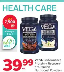 Rexall VEGA Performance Protein + Recovery or Creatine Nutritional Powders offer