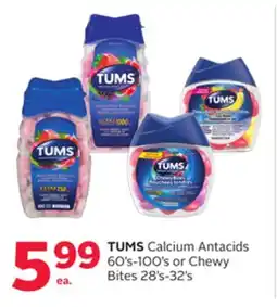 Rexall TUMS Calcium Antacids 60' s-100' s or Chewy Bites 28' s-32' s offer