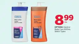 Rexall OPTION+ Hand or Body Care offer