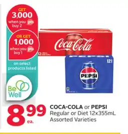 Rexall COCA-COLA or PEPSI Regular or Diet 12x355mL offer