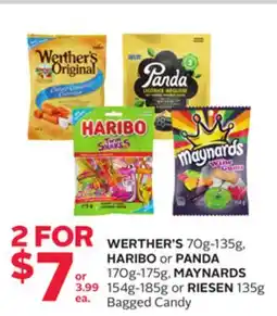 Rexall WERTHER'S 70g-135g, HARIBO or PANDA 170g-175g, MAYNARDS 154g-185g or RIESEN 135g Bagged Candy offer