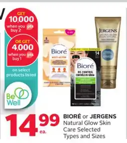 Rexall BIORÉ or JERGENS Natural Glow Skin Care offer