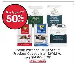 Petsmart Buy 1, get 2nd 50% off Exquisicat and DR. ELSEY'S Precious Cat cat litter 3.1-18.1 kg offer