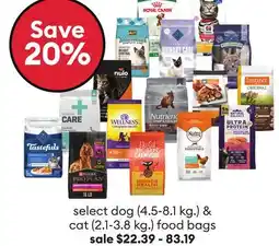 Petsmart Save 20% select dog (4.5-8.1 kg.) & cat (2.1-3.8 kg.) food bags offer