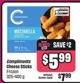 Chalo FreshCo Compliments Cheese Sticks Frozen 325-400 g offer