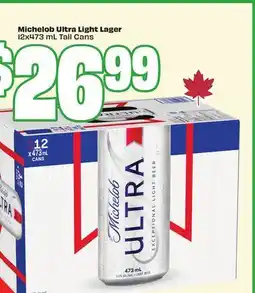 Chalo FreshCo Michelob Ultra Light Lager 12x473 mL Tall Cans offer